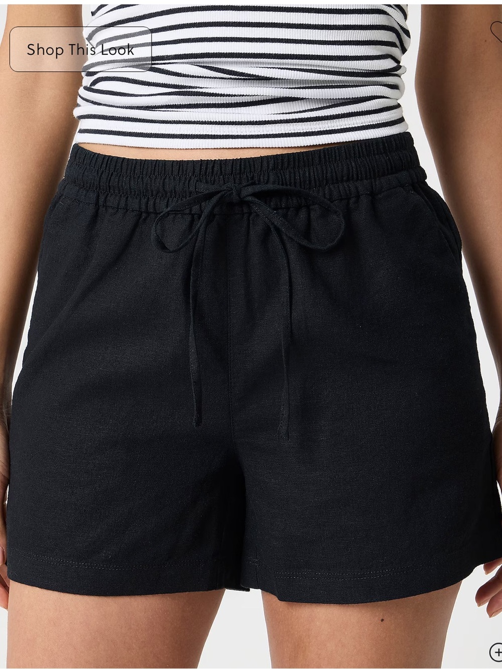 J. CREW Factory Linen Blend Drawstring Pull-on Shorts Black M - Picture 2 of 8